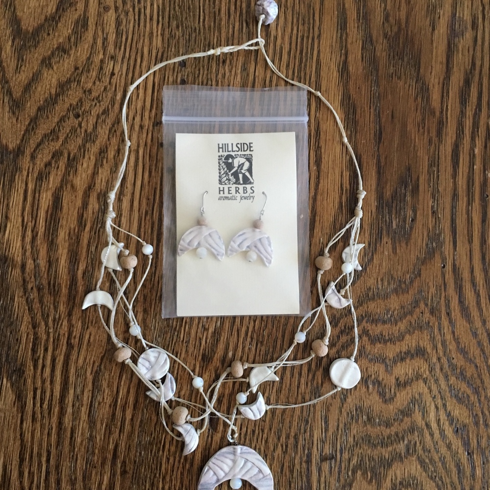 Cute Ceramic Celestial Charm Necklace & Earrings